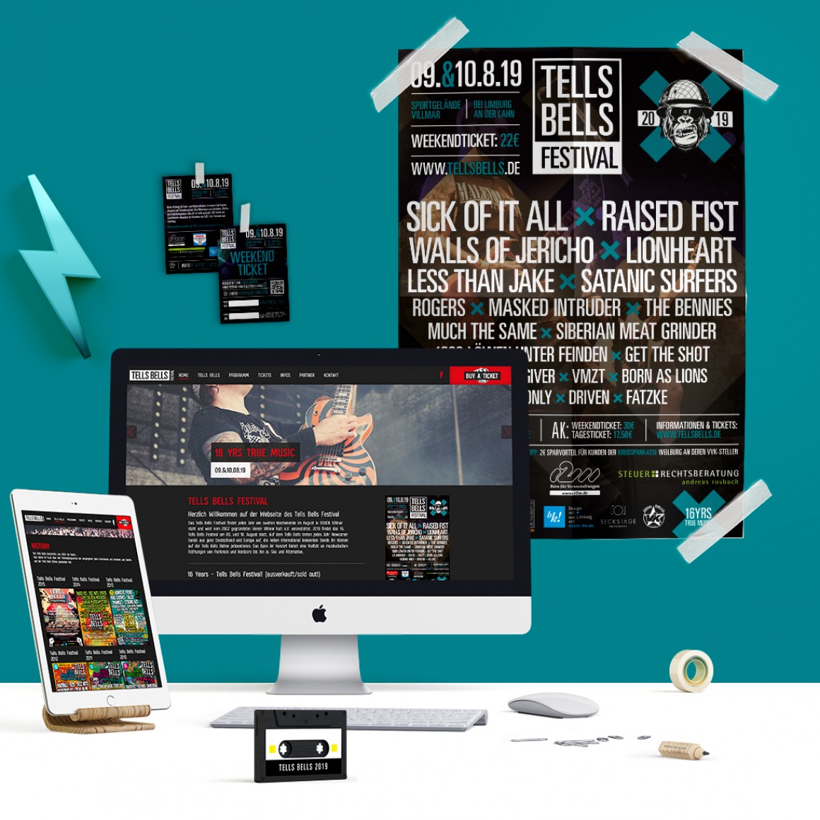 mister bk! | Referenz: Tells Bells Festival Responsive Webdesign + Printdesign 2019