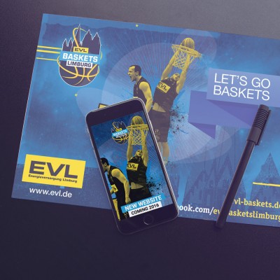 mister bk! | Referenz: EVL-Baskets | Website responsive Smartphone Mockup Flyer