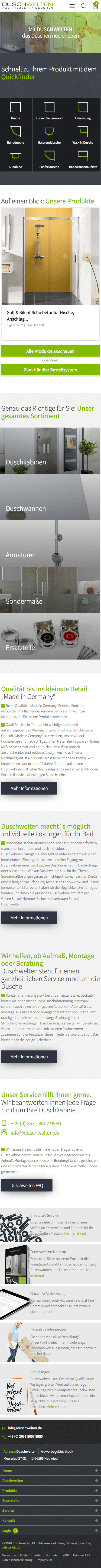 mister bk! | Referenz: Duschwelten Screenshot Smartphone