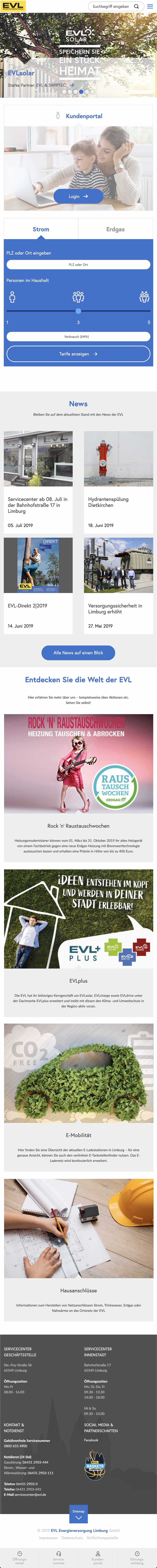 mister bk! | Referenz: Energieversorgung Limburg Website Smartphone