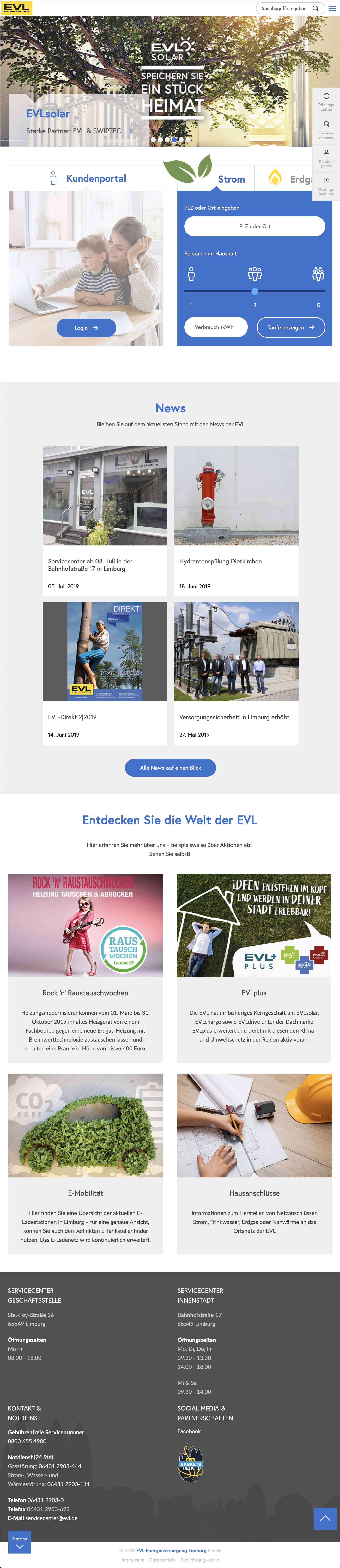 mister bk! | Referenz: Energieversorgung Limburg Website Tablet
