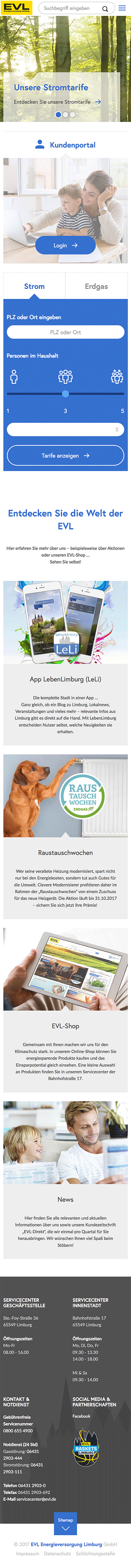 mister bk! | Referenz: Energieversorgung Limburg Website 2017 Smartphone