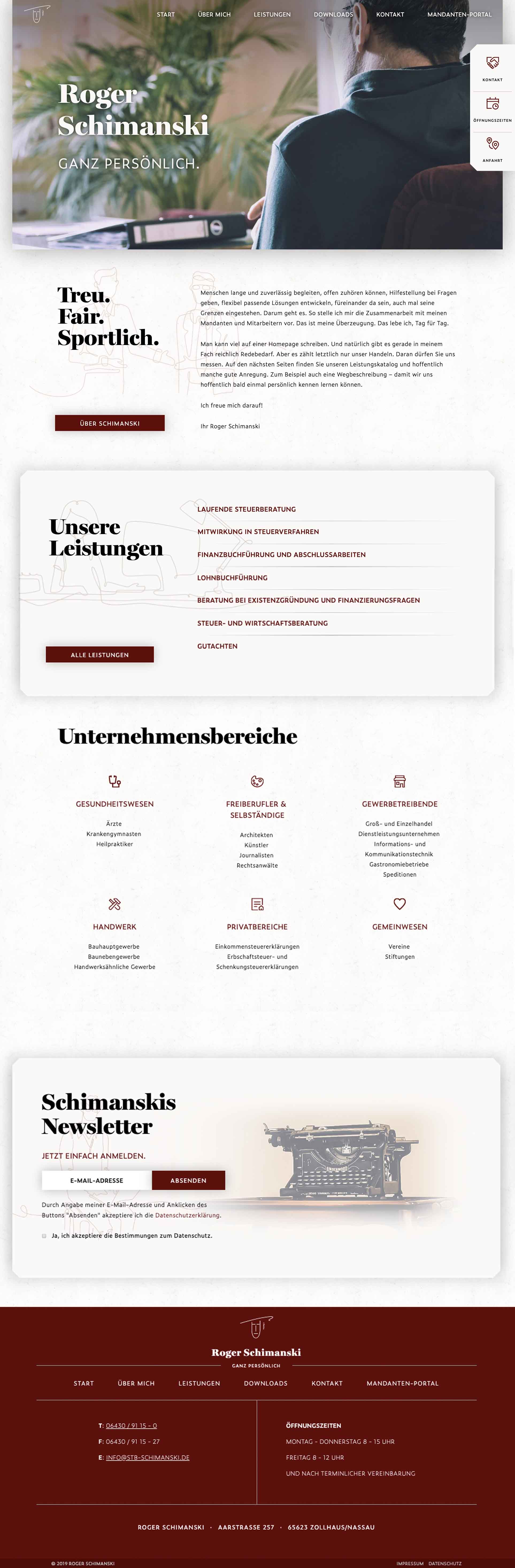 mister bk! | Referenz: Steuerbuero Robert Schimanski Website Tablet