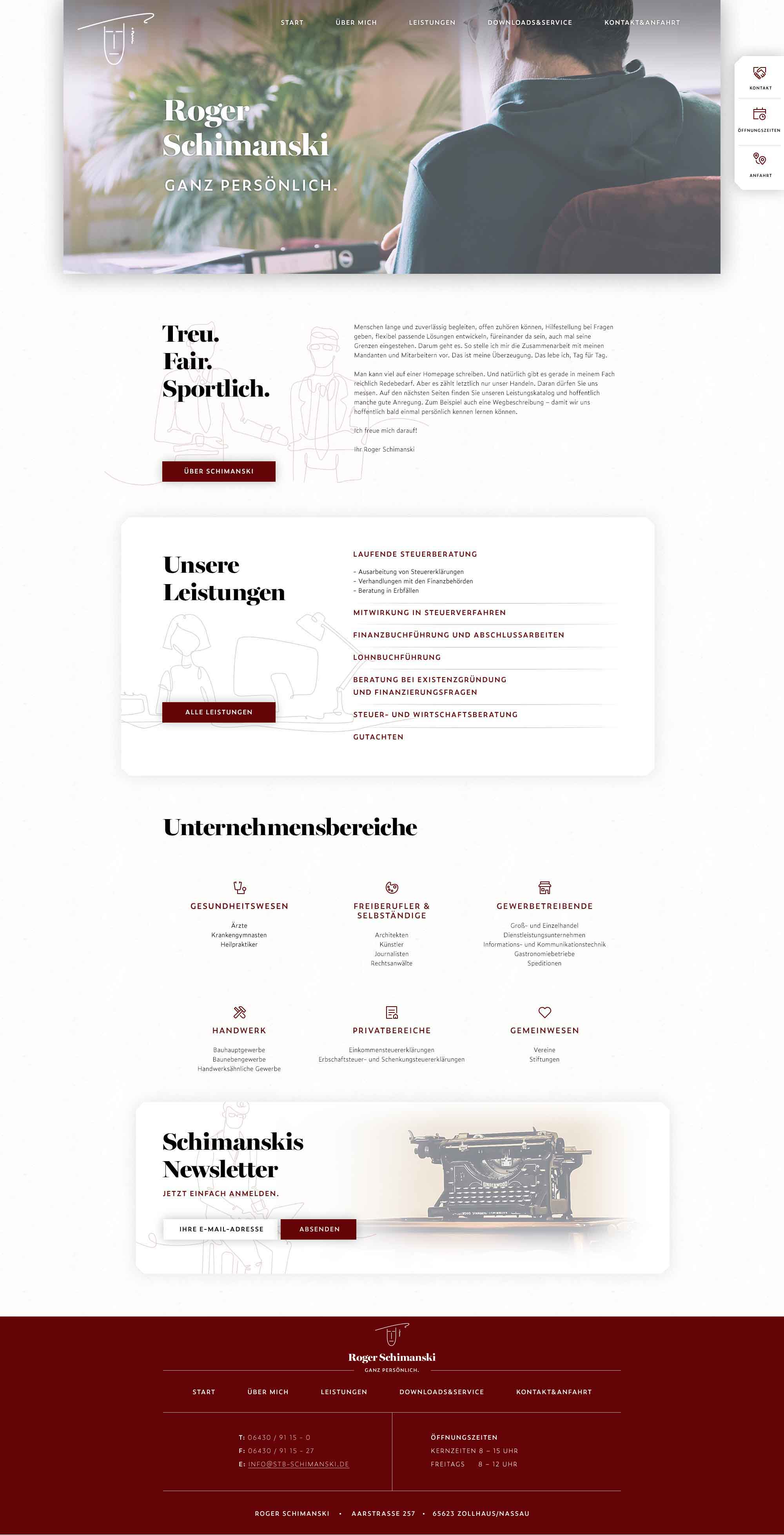 mister bk! | Referenz: Steuerbuero Schimanski - Website Desktop