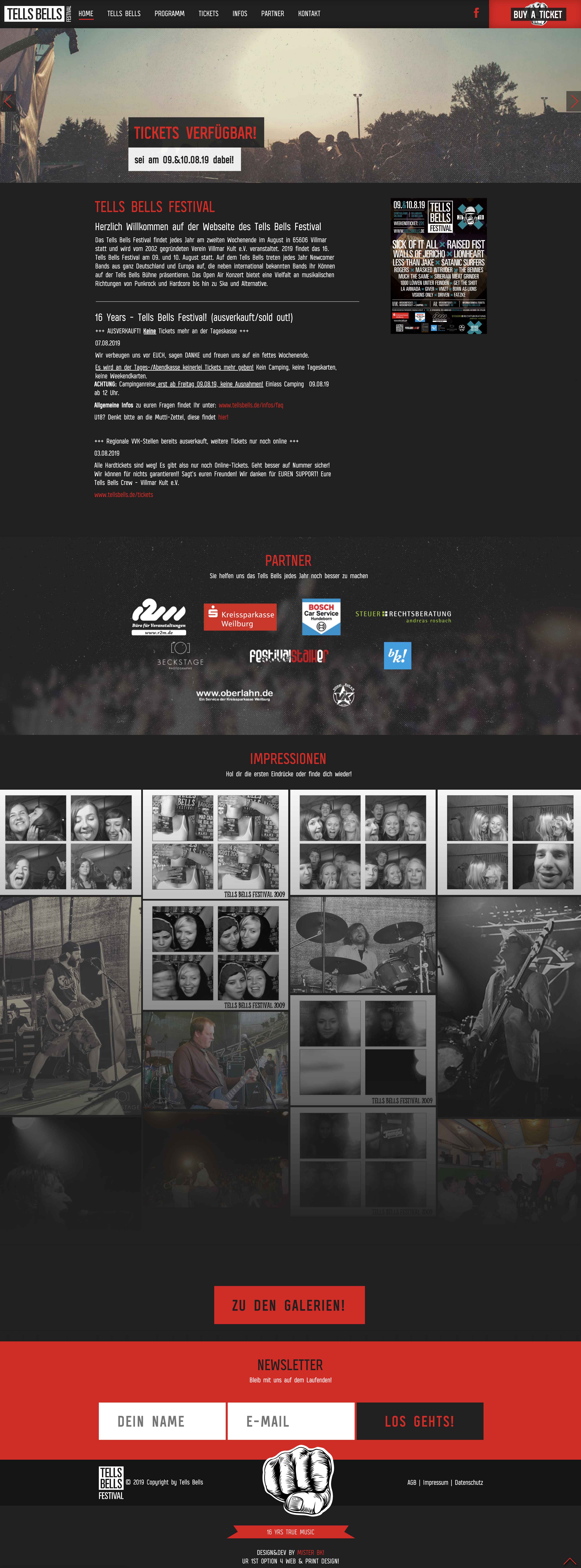 ! | Referenz: Tells Bells Festival Webdesign Desktop